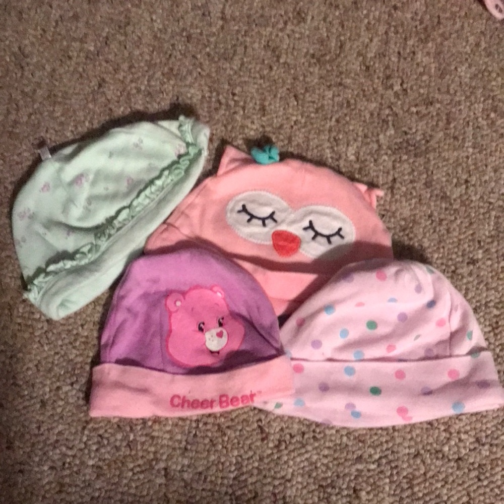 Bundle of 4 infant girl hats